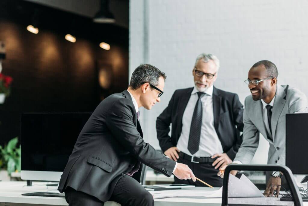 Business people discussing a project in a modern office